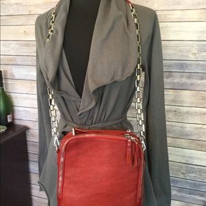 Simona Calla Red Calf Leather Raquel Shoulder Bag